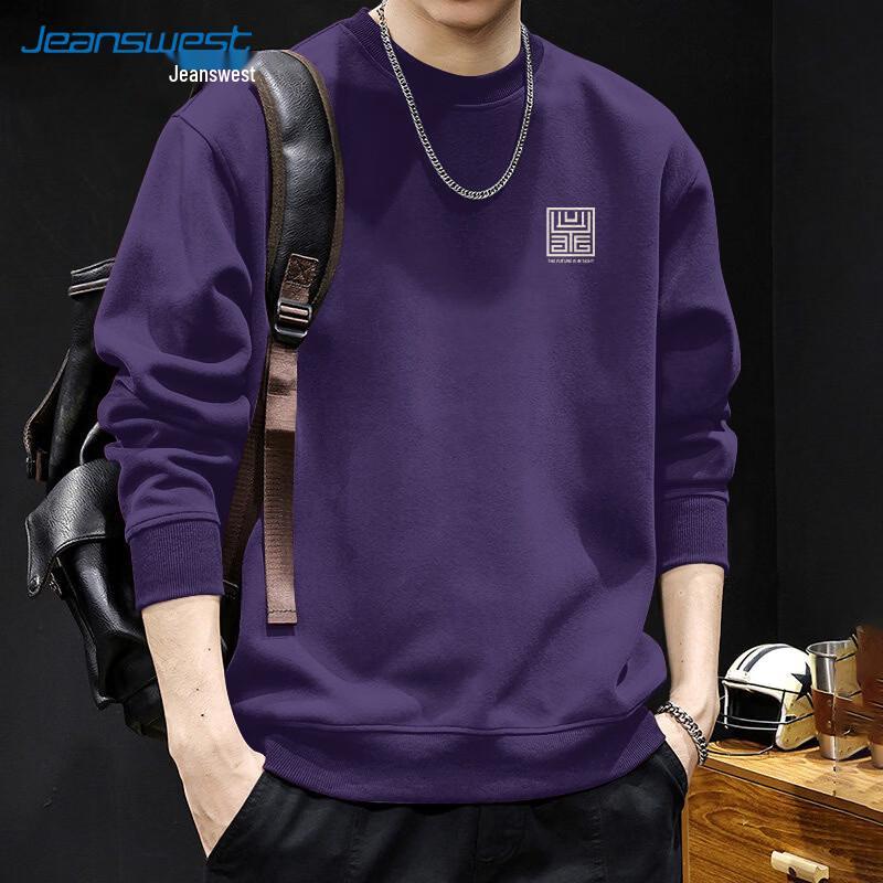 Jeanswest Men's Casual Logo Print Pullover Long Sleeve T-Shirt