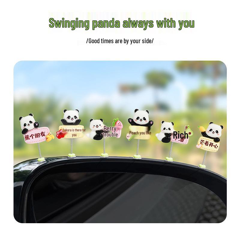 Adorable Fruit Panda Shaking Car Ornament - Electric Car Interior Console Decoration