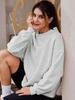 Damen Pullover mit langen Ärmeln und hohem Kragen Fleece Sweatshirt für Damen