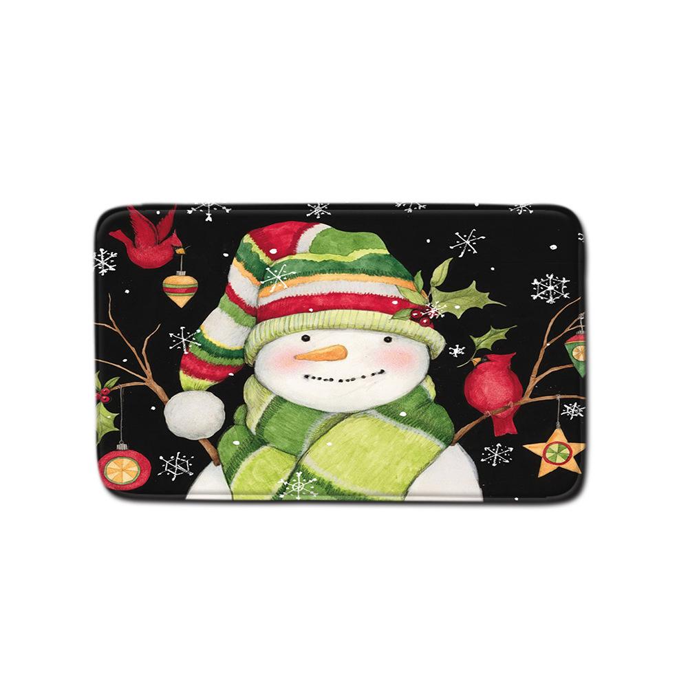 Christmas Shower Curtain Floor Mat Combination Four-Piece Set Bathroom Non-Slip Mat Toilet Absorbent Door Mat Carpet