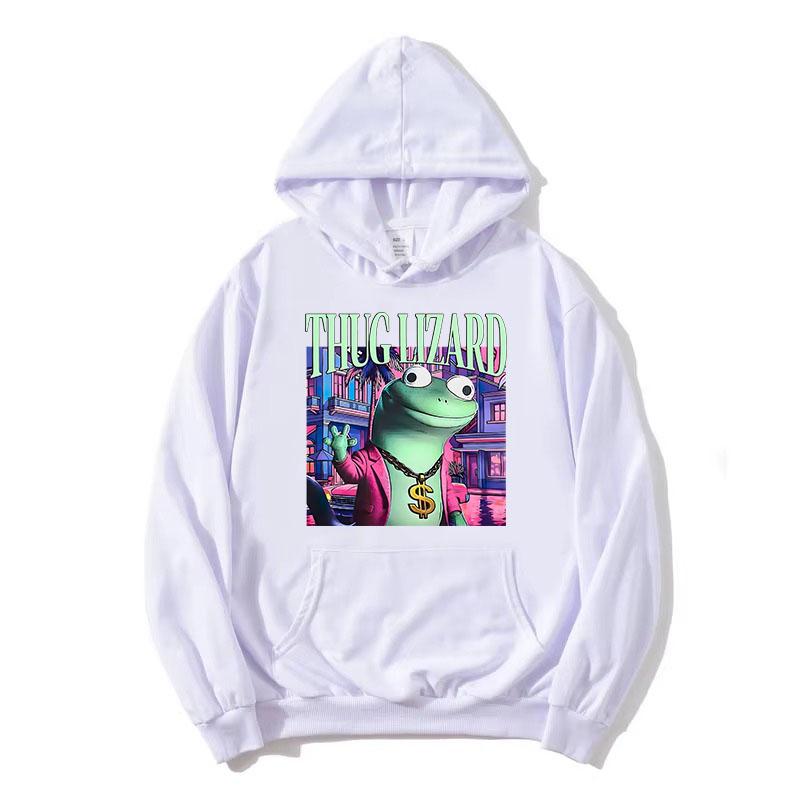 Lizard Meme Cartoon Print Hoodies Long Sleeve Autumn Cotton Sweatshirts for Female Casual Funny Graphic Pullovers Women Clothing