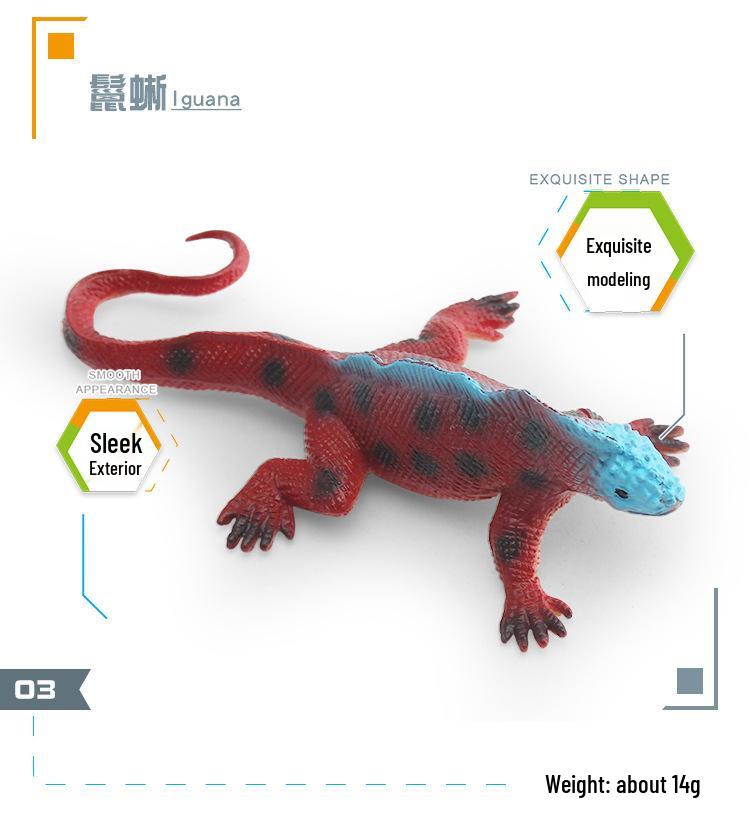 Cross-Cultural Reptile Model Set: Iguana, Chameleon, and Bearded Dragon for Kids' Cognitive Development with Card