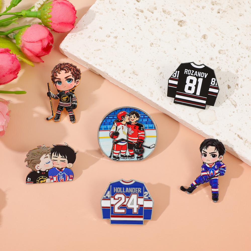 6pcs "Heated Rivalry" Enamel Pin Canadian TV Brooch For Coat Women's Brooches Fashion Lapel Badges Jewelry Gift for Friends