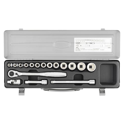 TONE 1560MH 17-Piece Socket Wrench Set, 9.5mm (3/8") Drive, Silver