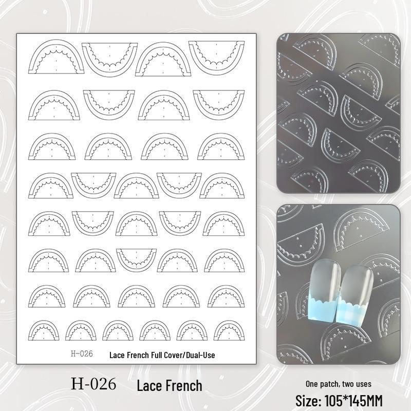 French Lace Nail Art Sticker Refill - No Curling, Multi-use, Adherent Guide Stickers for Pat-Pat Spray Painting.
