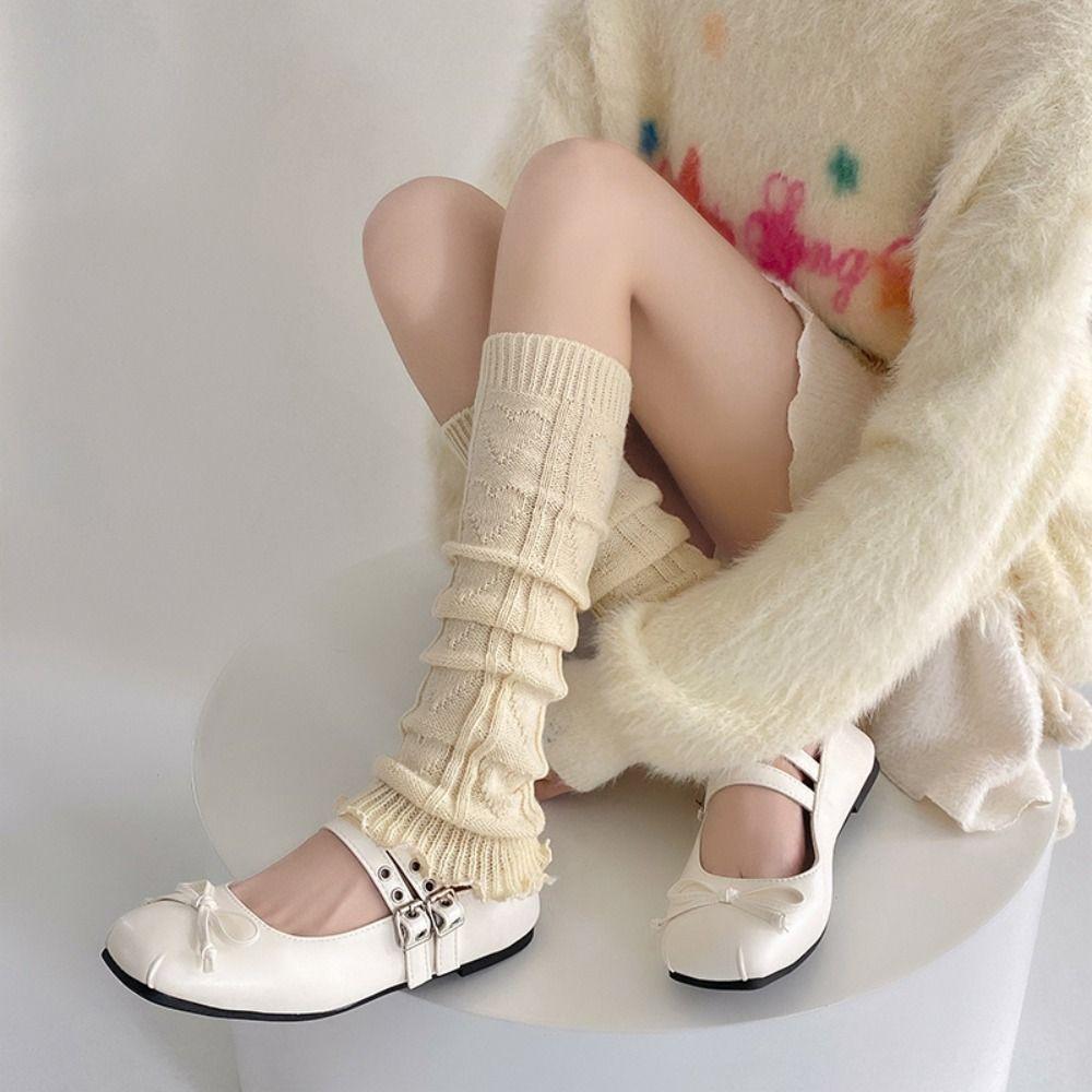 Lolita Fashion Stacked Socks Knitted Foot Cover Leg Cover Socks Warmth Knee Socks For Women Girls
