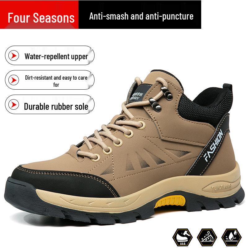 High-Top Anti-Smash, Anti-Puncture Work Safety Shoes with Non-Slip Rubber Sole
