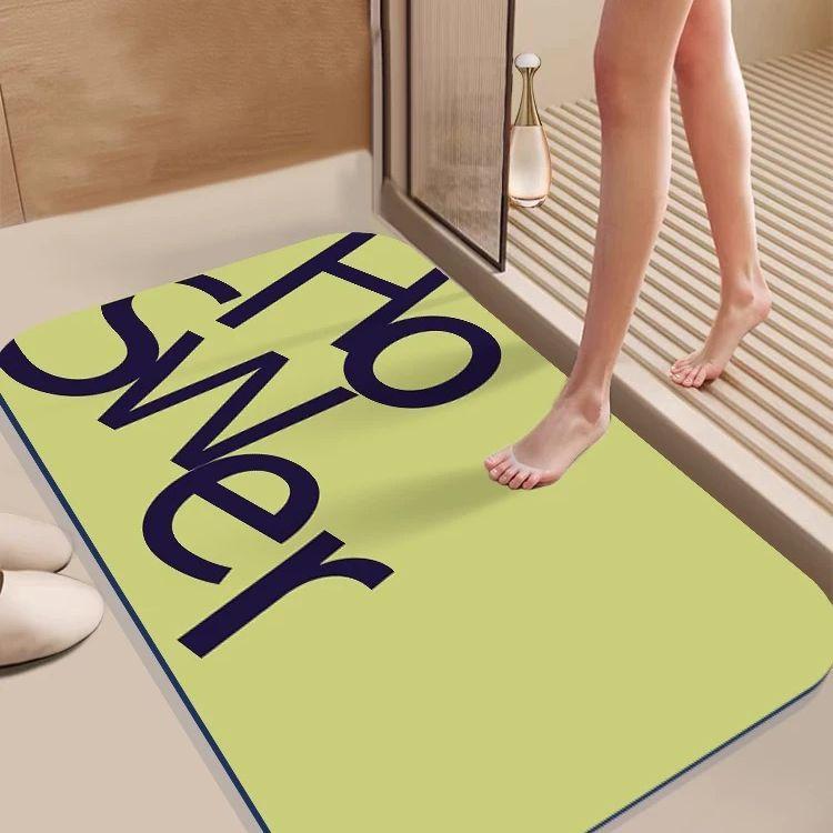 Diatom mud water absorbing and anti slip toilet floor mat, toilet high-end feeling, contrasting color, dirt resistant carpet