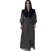 Autumn 2024 Retro Floral Color Block Dress with Turn-Down Collar and High Waist