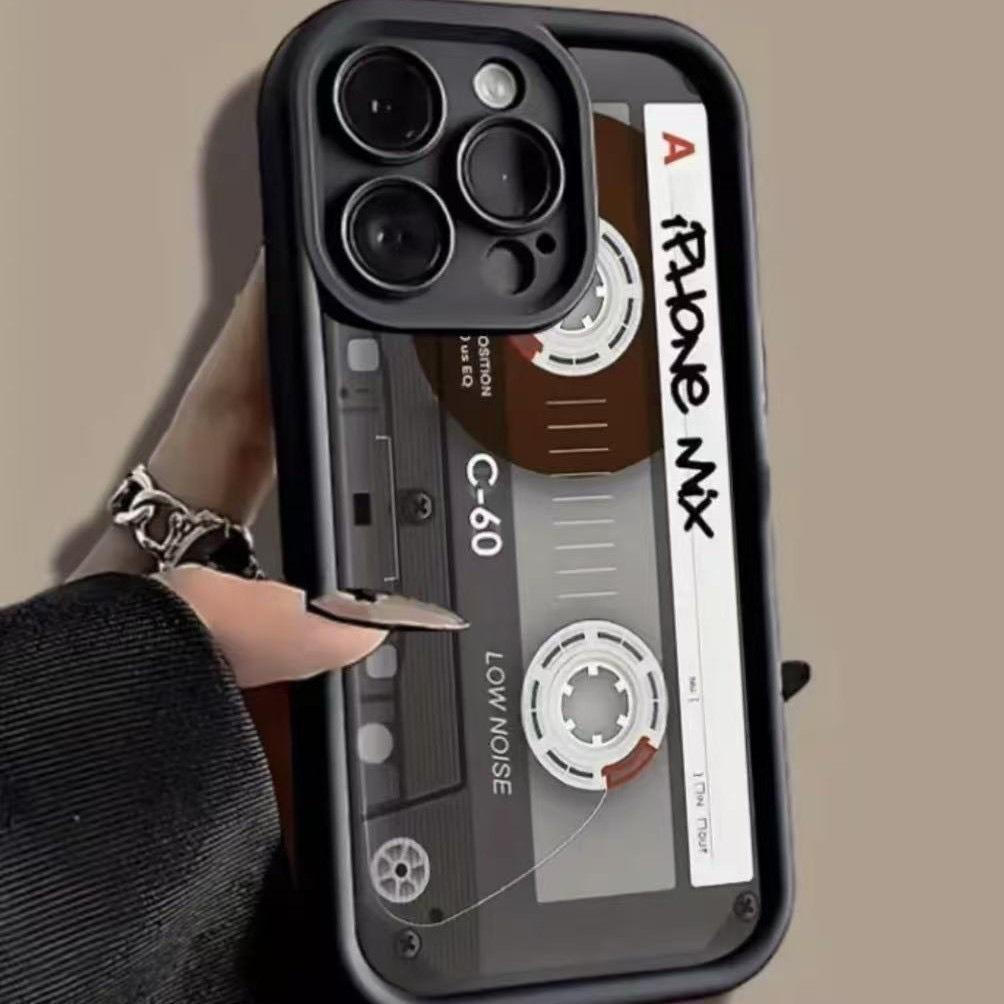 Retro Tape Pattern Soft TPU Phone Case for iPhone 17 Air 16 15 14 Pro Max Plus 13 12 Mini 8 7 X Xs Back Cover