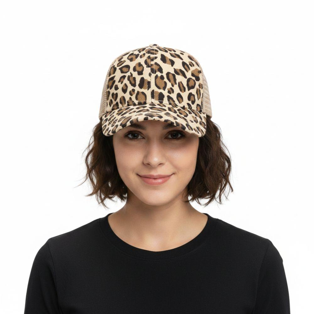 Unisex Vintage Leopard Print Baseball Caps Adjustable Sun Visor Baseball Hats With Breathable Mesh Sports Cap Outdoor Activities