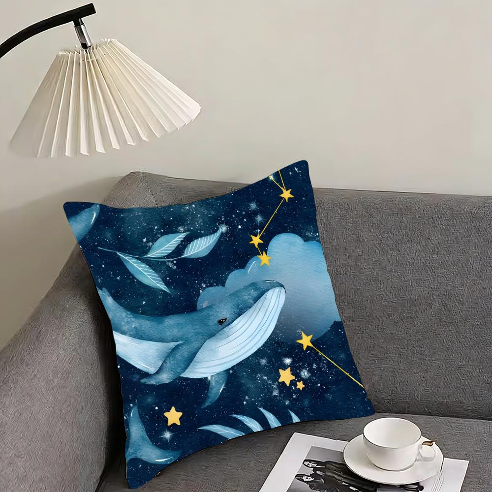 Whale Fashion Cushion Cover Pillowcase Ultra Soft Skin Friendly Fabric Cloud Like Comfort Concealed Zipper