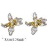 1 pair Luxury Golden and Silver Earrings Zinc Zinc Alloy Metal Flower Ear Studs Enamel Iris Earrings  Girls
