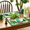 Four Leaf Clover Shamrocks St. Patrick's Day Placemats Set of 4, 12x18 Inch Seasonal Spring Table Mats for Party Kitchen Dining Decoration