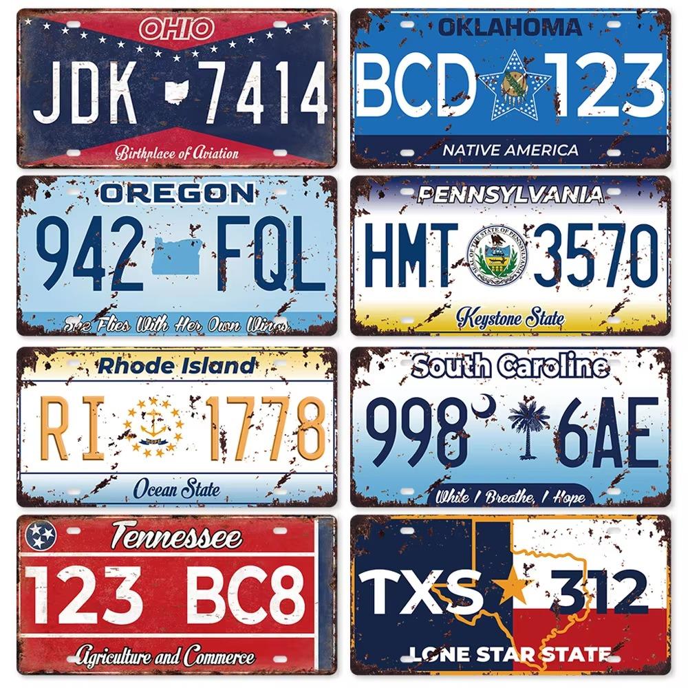 Vintage Tin Art with 1530 License Plate Design: Ideal for American - style Background Wall Decor
