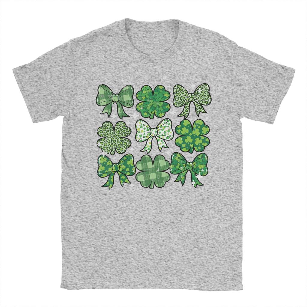 St Patricks Day Bow Coquette Saint Paddys Unisexs T Shirts Vintage Tees Short Sleeve Round Neck TShirt Pure Cotton Party Tops