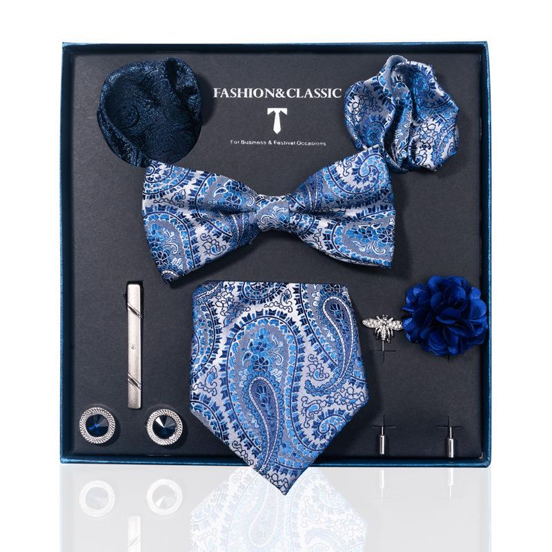 Luxury Groom Tie, Pocket Square & Boutonniere Gift Set for Weddings