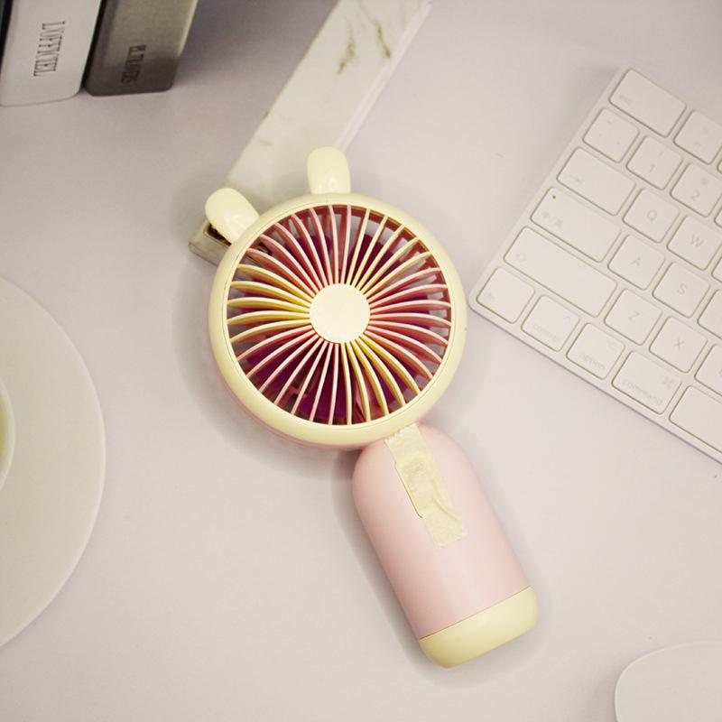 

Usb Rechargeable Electric Fan Cute Rabbit Ear Handheld Fan Large Wind Silent Portable Fan Summer Office Fan Birthday Gift розовый