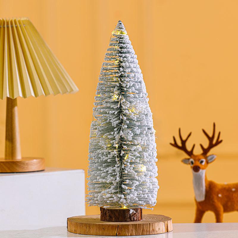 Weihnachtsdekoration Klebrige Mini Schnee Weihnachtsbaum Tischdekoration Strömten Zeder Baum Szene Anordnung Geschenke