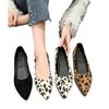 Single shoes women's 2025 spring new fashion flat pointed shoes leopard print women's flat shoes black beige