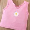 Girls 2 Piece Outfit 1-8Y Pink Sleeveless Tank Top with Striped Shorts Set Kids Summer Floral Clothing Sets