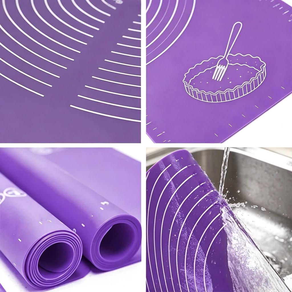 Large Silicone Baking Mat, Extra Thick Non-Stick Dough Kneading Mat with Measurement Scale for Pastry, Pizza, Bread & Baking