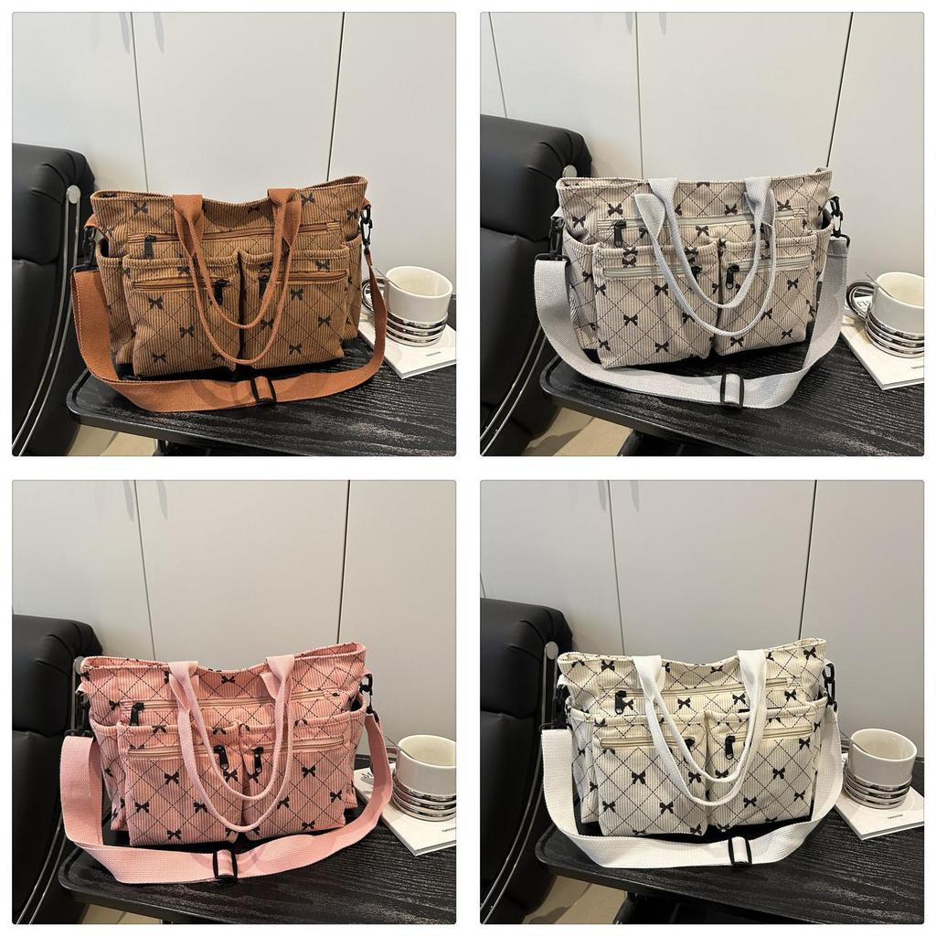 Minimalist Womens Tote Bag With Corduroy Material For Daily Commuting And Fashion Style
