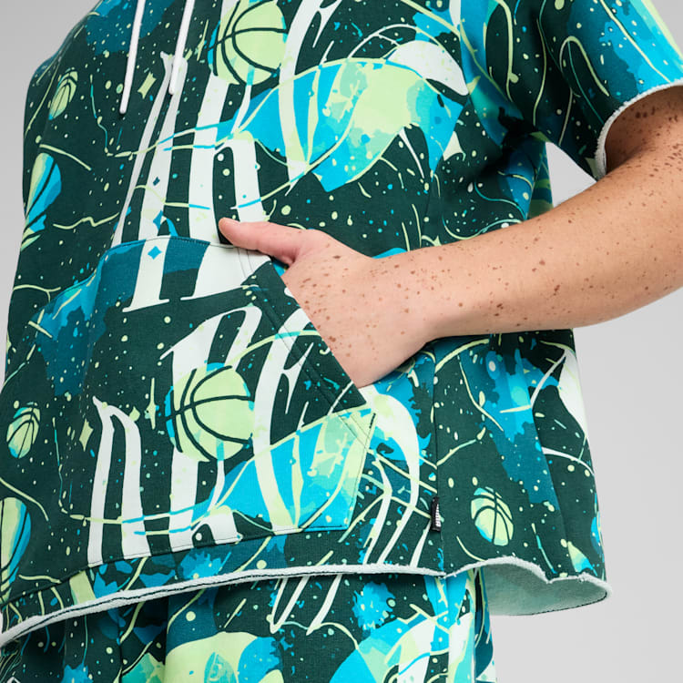 Puma Printed Hooded Short Sleeve T-Shirt Men Tops Green 630504-01