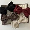 Elegant Fabric Bow Hair Clip Vintage Solid Color Alligator Clip Korean Style Spring Clip Design Layered Ribbon Hairpin