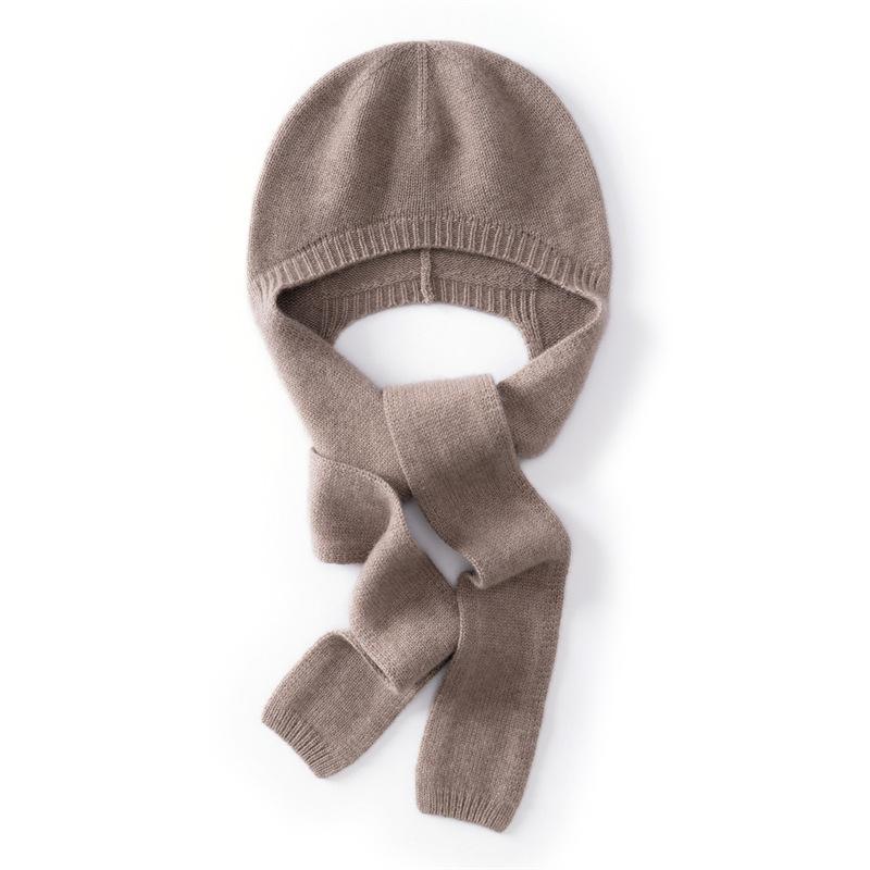 Hat and Scarf Integrated Balaclava Hat Women's New Winter Warm and Cold Knitted Hat Scarf
