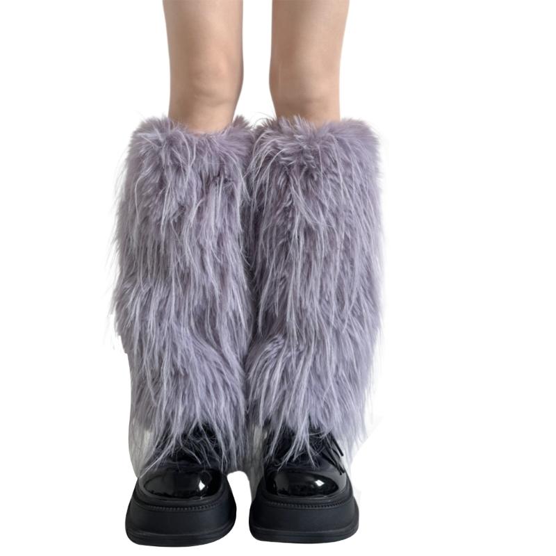 Women's Thick Fuzzy Leg Warmers Soft Plush Boot Covers Toppers for Costume Parties Winter Fashion Accessory Leg Gaiters
