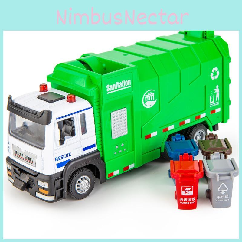 Green Garbage Truck Model With Sound And Light For Collectors And Kids Gift