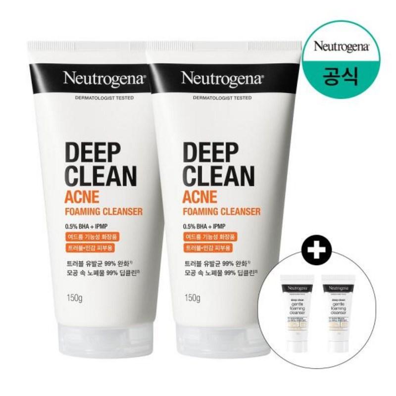 Deep Clean Acne Foam 150g x2 + (Intense) Gentle Foam 10g 2 pcs, 2 sets
