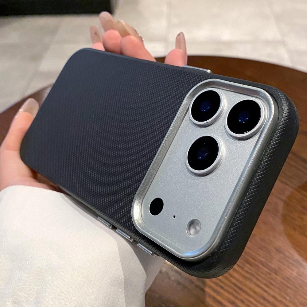 Business Fabric Texture Soft TPU Case For iPhone 17 Air 16 15 14 13 12 11 Pro Max Plus 17Pro 17Promax Luxury Retro Plating Funda