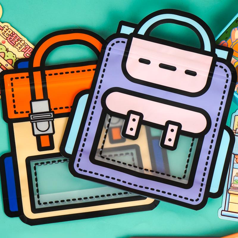 5PCS Handbags Gifts Packaging Bags School Bags Shape Candy Snack Self-sealing Bag with Zipper Birthday Party Gifts Decoration