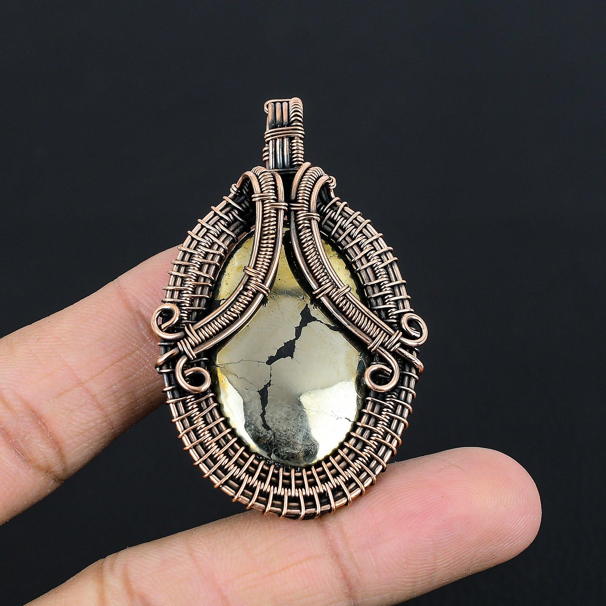 

Marcasite Jewelry, 999 Copper Wire Wrapped Pendant Handmade Gemstone Jewelry, Gifts For Wife Brand New Pendant 2.55 Inches