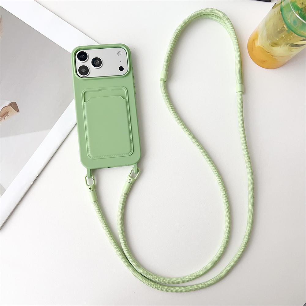 Crossboby Lanyard Rope Phone Case For iPhone 17 Air 16 15 14 Plus 13 12 11 Pro Max Silicone Card Package Fall Prevention Cover
