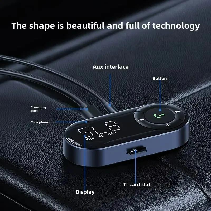 1pcs Car Bluetooth Audio Receiver Car Hands-free Music Receiver Display Bluetooth 5.3 FM Transmitter Car FM Receiver New