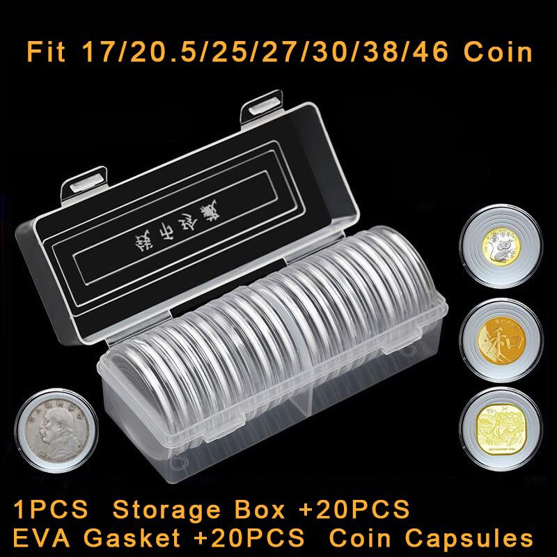 Display Box Coin Storage Box 20pcs Accessories Collection For 17 20.5 25 27 30 38 46mm Holders Protection Supplies