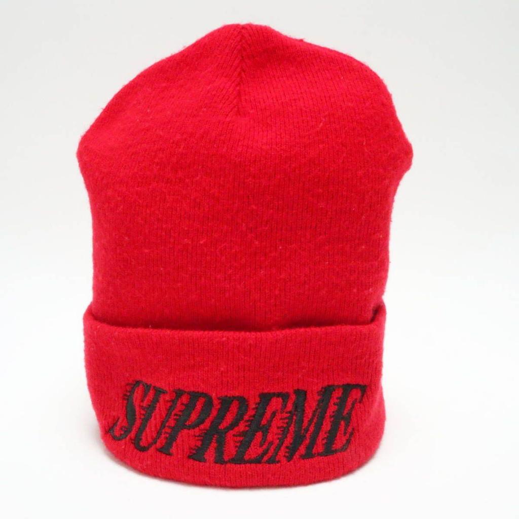 Used Supreme Supreme Logo Acrylic Beanie Hat Red/Black M10-k092