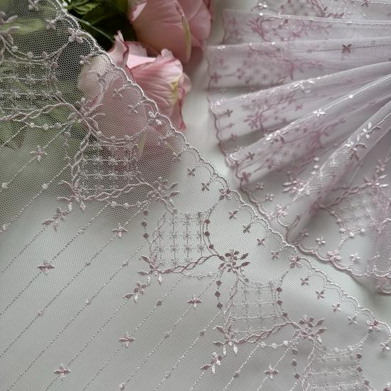 Japanese Pink-Purple Embroidered Mesh Lace for DIY Doll Clothes and Lolita Qipao Skirt Accessories