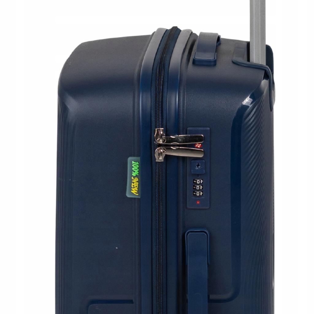 Walizka średnia ciemnoniebieska - podróżna, na kółkach, elegancka, funkcjonalna i pojemna wowbag 7918 m dark blue