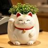 Durable Waterproof Resin Planter Cute Fortune Cat Planter, Beckoning Kitty Flower Pot, Auspicious Cartoon Animal Pot Plant for Succulents, Indoor