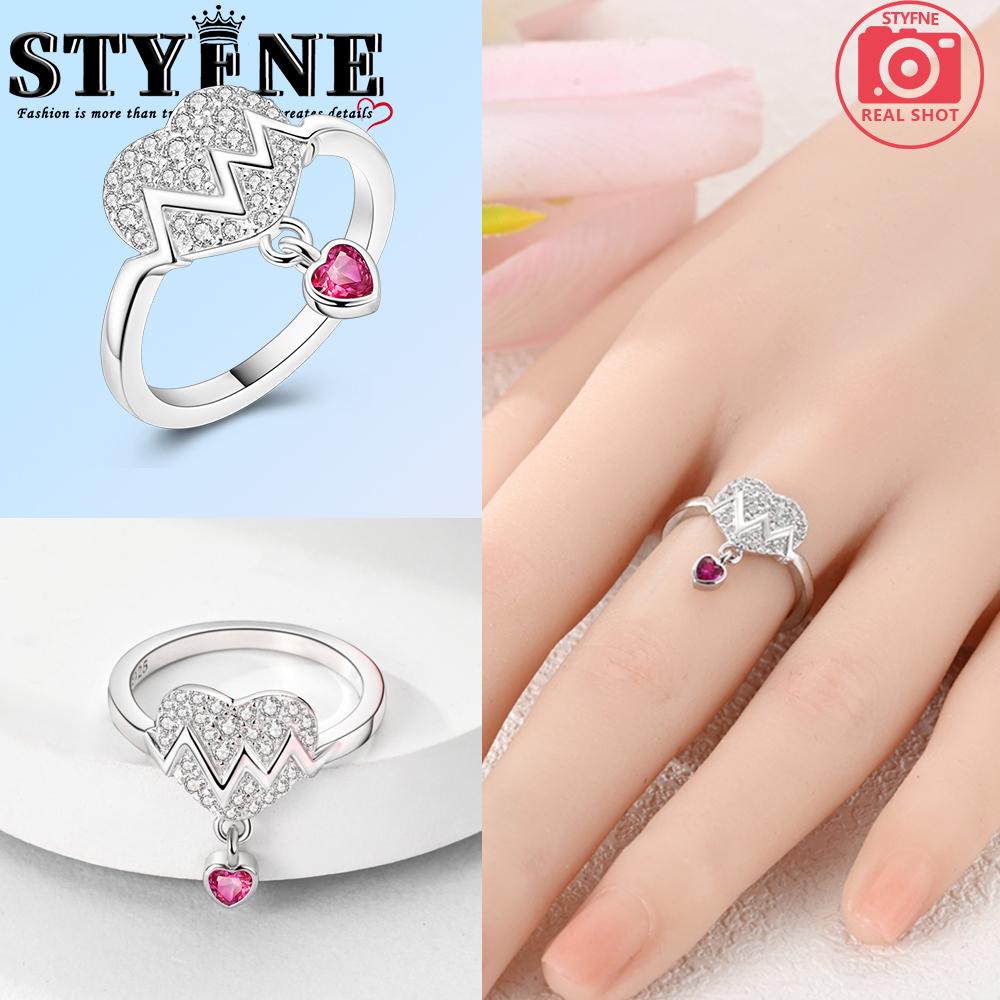 Valentine Day Engagement Ring copper Heart, Red, Pink, White, Blue Ring for Women Holiday Jewellery Gift High Quality