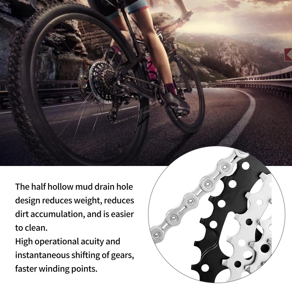 VG Sports 8 Speed Bike Chain Lightweight Half Hollow 1/2x3/32 Inch 116 Links Bicycle Chain for Mountain Bike