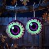 Creative Festival Door Ornaments Halloween Glowing Eyes, Glow in The Dark Eyeball Wooden Hanging Sign, Spooky Outdoor Courtyard Holiday Decor