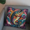 2D Colorful Fish Geometric Pattern Pillow Cover Pattern Cushion Cover Suitable For Sofa Bedroom Car Pillow Cover