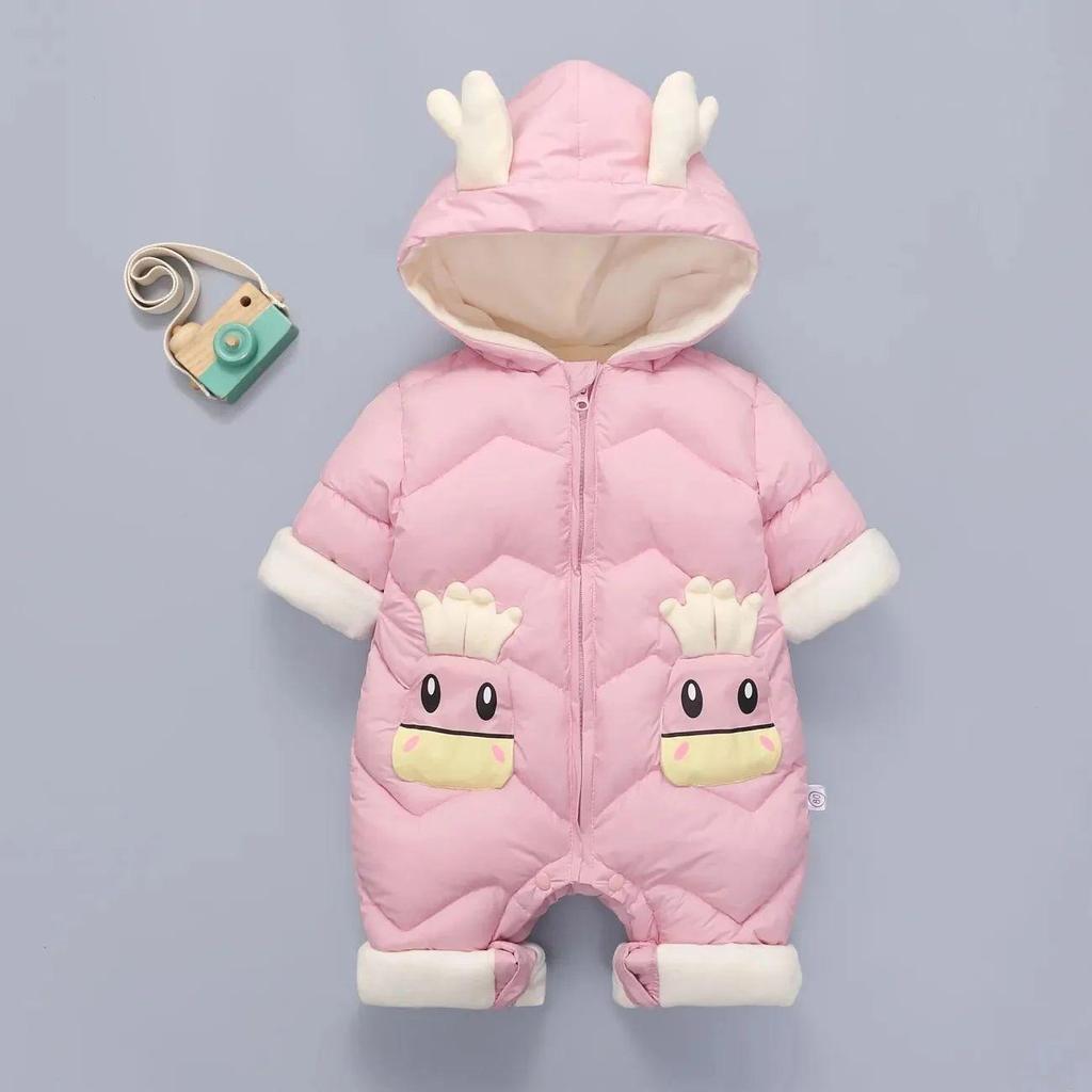 New Born Warm Baby Coat Winter Hooded Rompers Thick Jumpsuit Overalls Snowsuit Children Boys Clothing Kids Clothes DropShipping