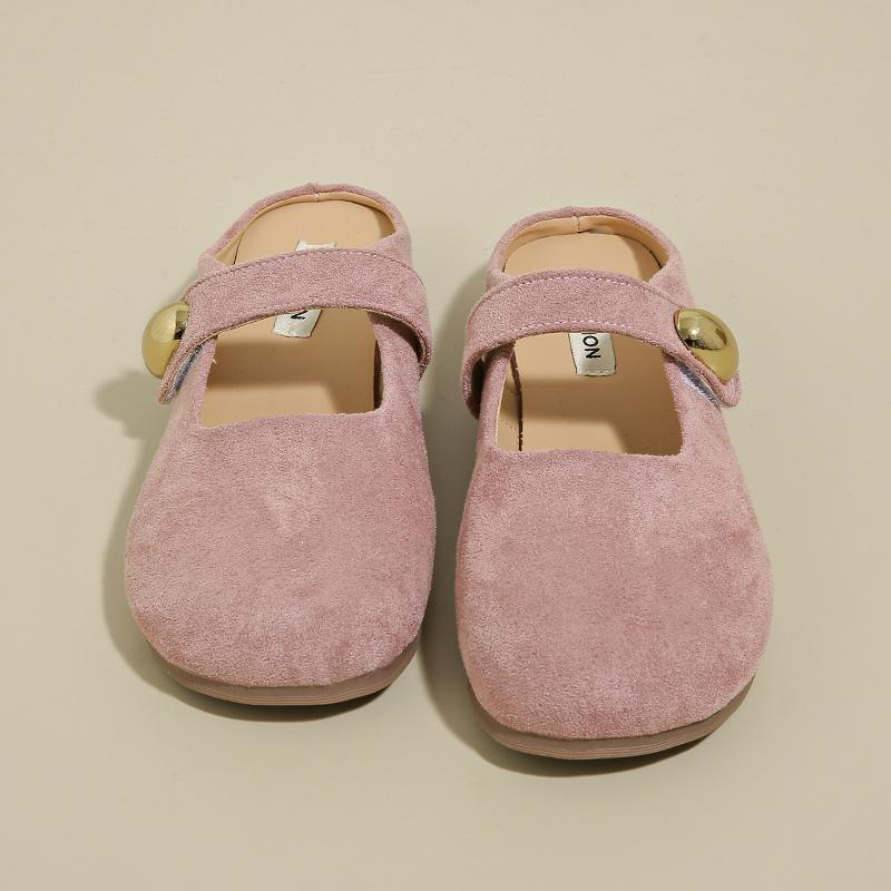 Baotou half slippers women's outer wear 2025 spring and summer new Velcro shallow mouth flat bottom versatile casual one-pedal women's shoes