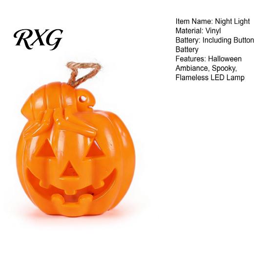 Indoor Halloween Party Lighting Night Light, Flameless Pumpkin LED Lamp, Decorative Vivid Tabletop Figurine Atmosphere Light for Holiday Home Decor